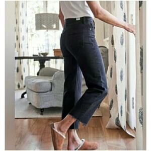 Frank & Eileen Monaghan Jeans Women 30 Black Denim Raw Hem Straight USA Mom $328